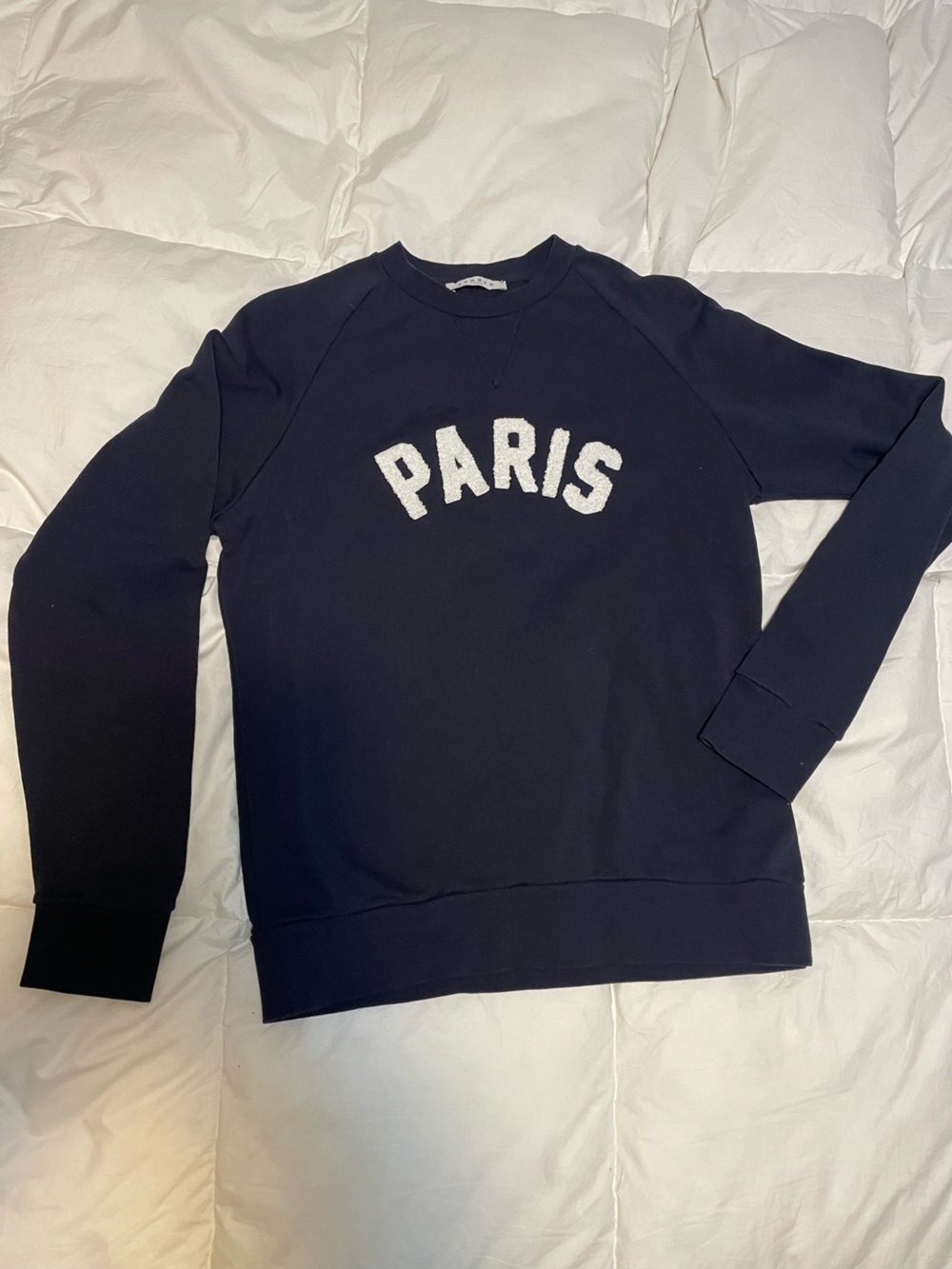 Sandro Paris Navy Sweatshirt with White Text Sz M